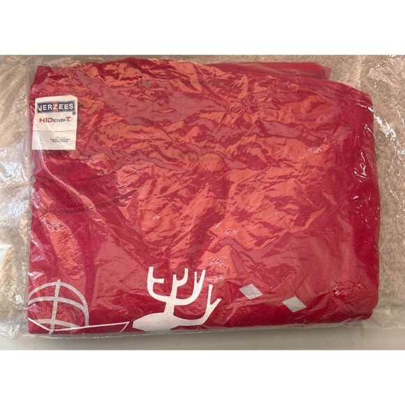 Budweiser Holiday T-Shirt This Buds For You Deer Trees Lg Red Jerzees Cotton - Picture 7 of 7